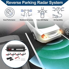 Auto Vehicle Reverse Backup Radar System 4 Parking Sensors Red