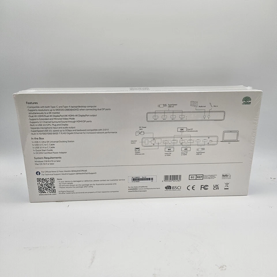 Wavlink USB-C Ultra 5K Universal Docking Station, Dual 4K Display, WL-UG69DK1 - Image 4 of 4