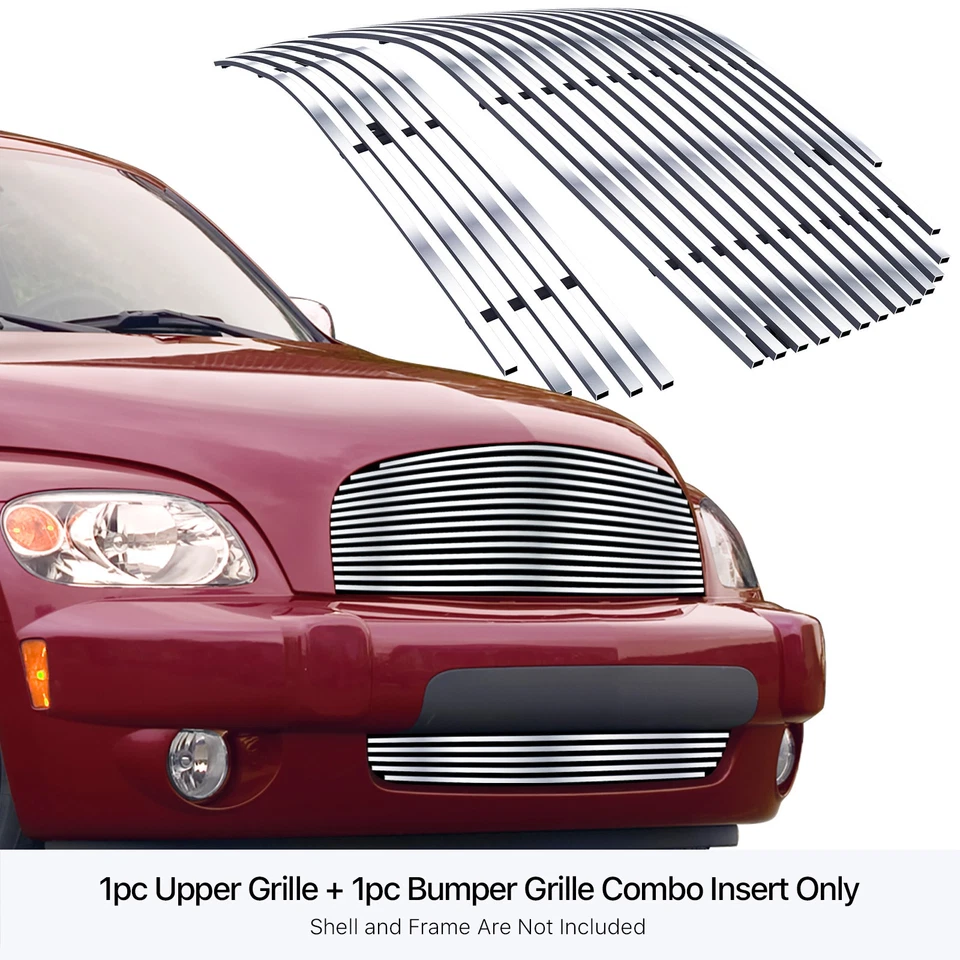 Combo de inserción de parrilla de billet cromada de acero inoxidable para Chevy HHR 2006-2011 Foto 3 de 4