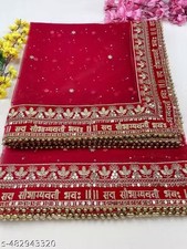 Bridal net Dupatta Zari Embroidery heavy border Wedding Wear Traditional Fashion