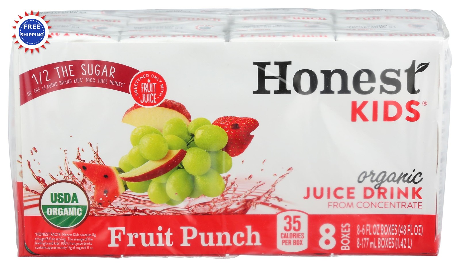 Juice Fruit Punch Box Organic 0.75 Fl Oz 8 Pack Honest Kids