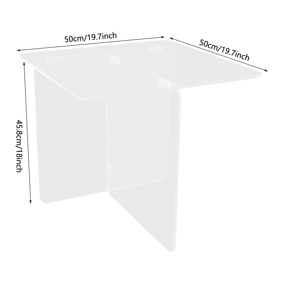 Clear Acrylic End Side Table Acrylic Coffee Table 19.7x19.7x18" For Living Room - Image 2 of 4