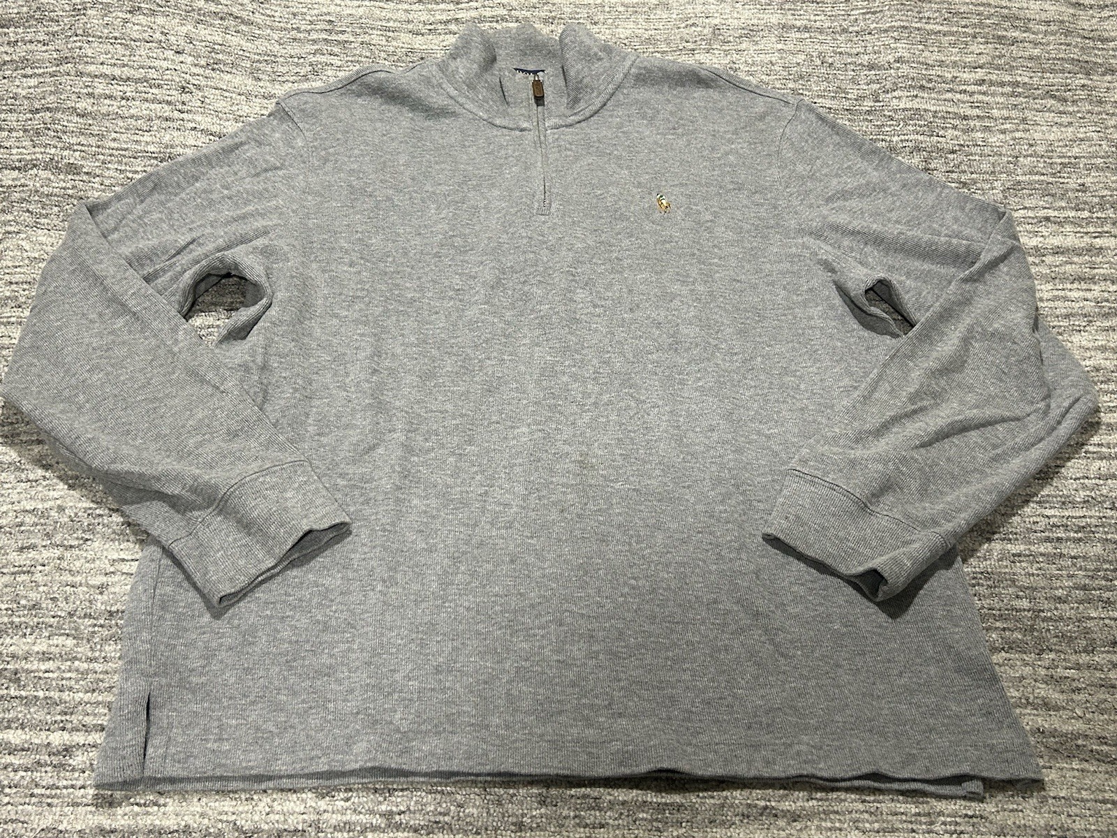 Polo Ralph Lauren grigia 1 4 zip pullover felpa grande 100% cotone pony