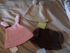 NWT Gymboree Sweater Knit Brown Pink Tan Winter HAT 3-6 / 6-12 / 12-18 MO