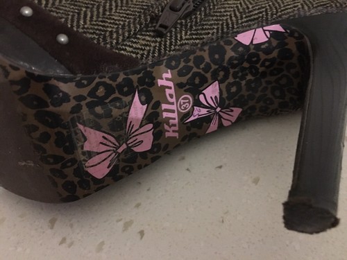 Damas Stiletto Botas al Tobillo Marrón Tweed Reino Unido 4 Euros 37 Tacones Altos Killah - Imagen 7 de 9