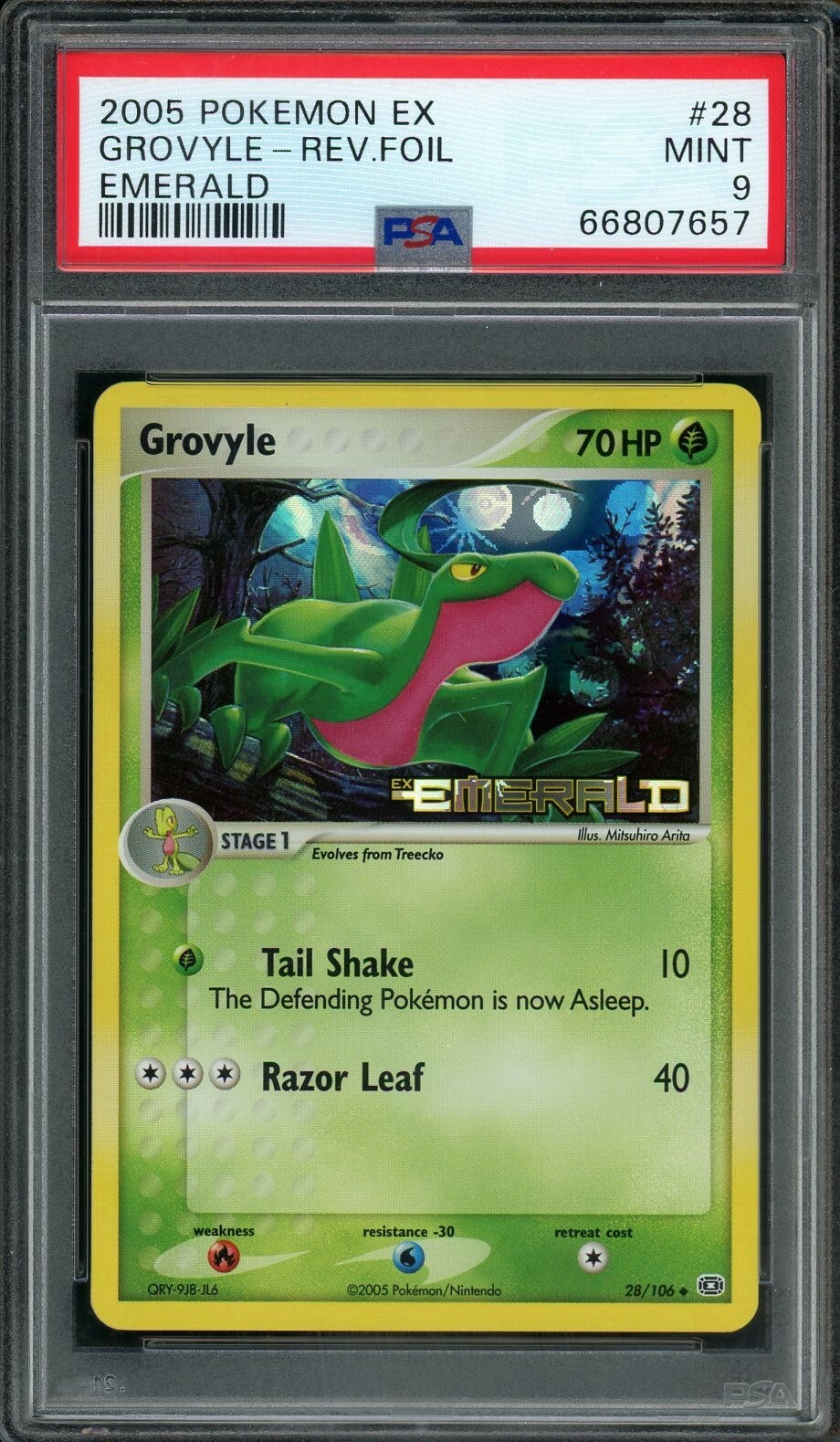 Pokemon Card Grovyle 28/106 Reverse Holo Emerald PSA 9 MINT