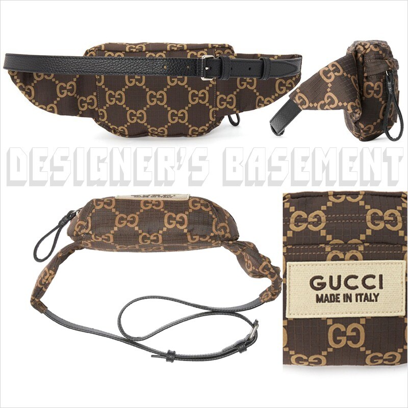 GUCCI beige & brown RIPSTOP nylon GG zip Crossbody Waist