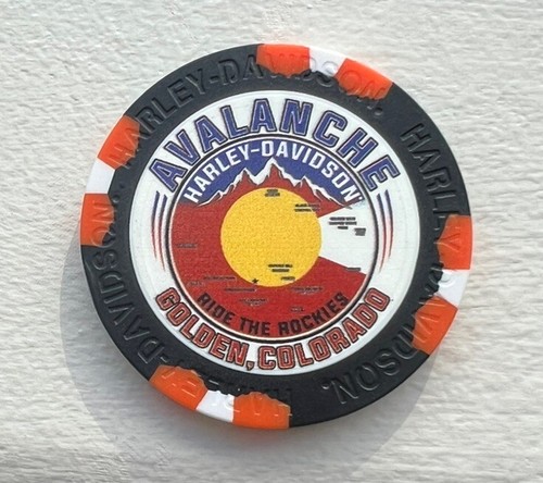 Avalanche Golden Colorado Harley Davidson Poker Chip Black HD Denver CO Flag