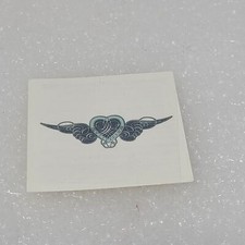 Temporary Tattoo Blue  Grey Heart with Wings