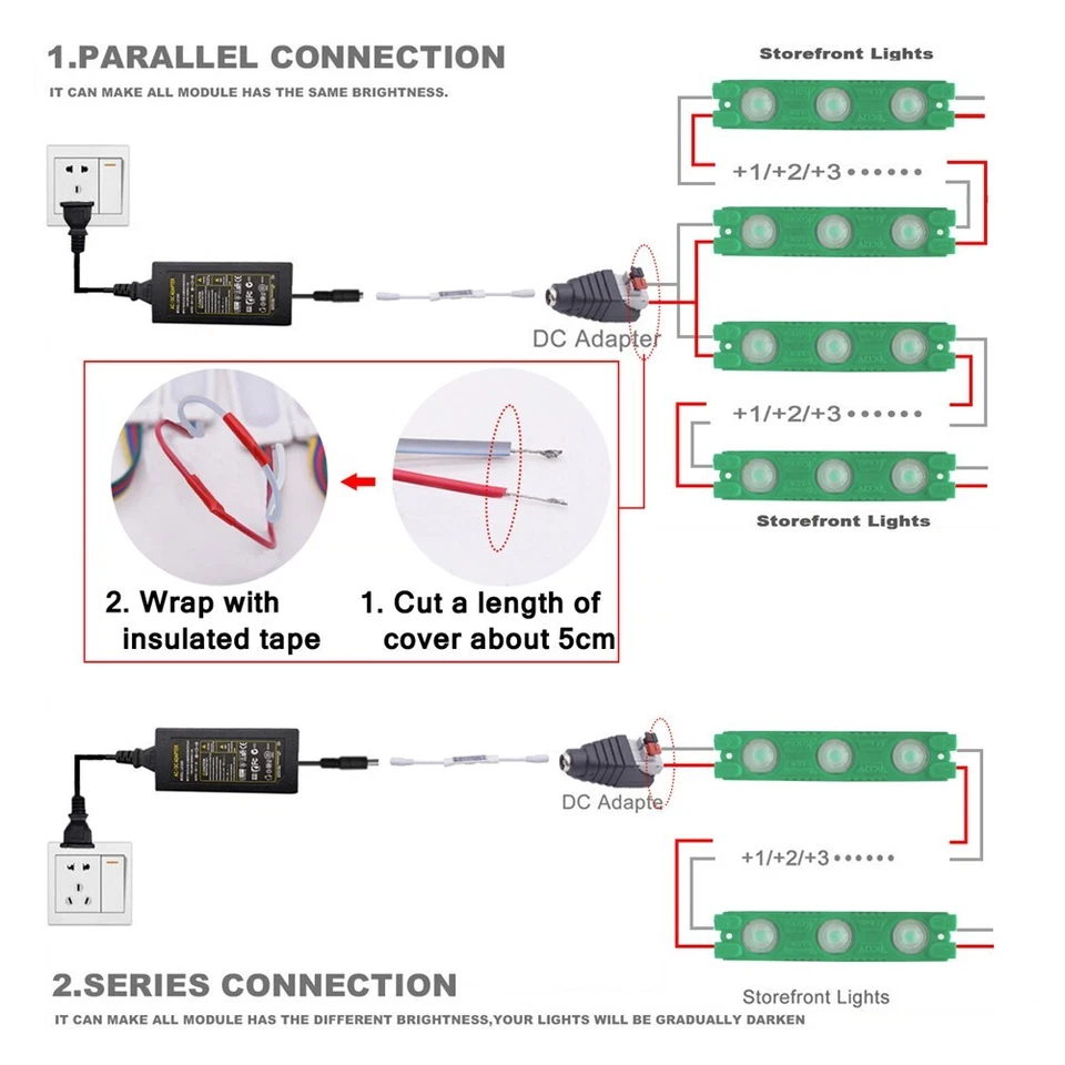 IP65 Waterproof 2835 SMD 3 LED Module Light Front Window Sign Lamp DC 12V Green - Image 3 of 4