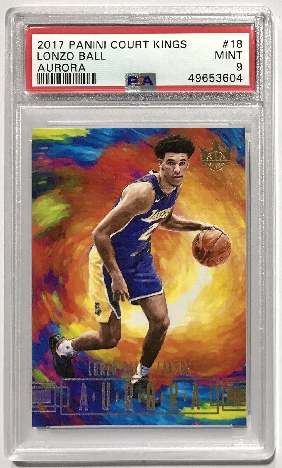 2017-18 Panini Court Kings LONZO BALL Aurora Rookie RC Case Hit SP PSA 9