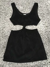Art Class Girl's Size M (8) Black Solid Terry Swim Cover Up Dress