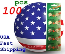 100 pcs AG13 AI LR44 LR1154 G13 357A Card 1.5V 0% Hg Alkaline Battery