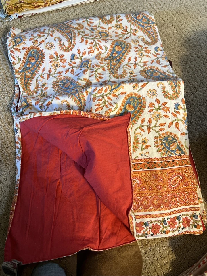 POTTERY BARN Runner - 18x108- Cream, Orange Olive And Turquoise Paisley - Image 4 of 4