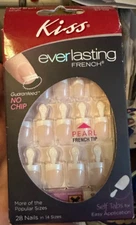 Kiss Glue On Nails Real Short French tip white, Pearl Finish square 55360 EF09