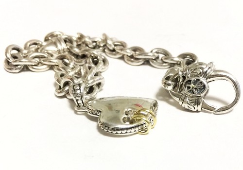 SCOTT KAY 7.5" 16g Sterling Silver Heart 14k Gold Rings Charm Bracelet Women NWT - Picture 8 of 14