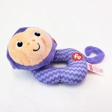 Fisher Price Snugamonkey Plush Baby Ring Rattle Purple Chevron Stripes 2017