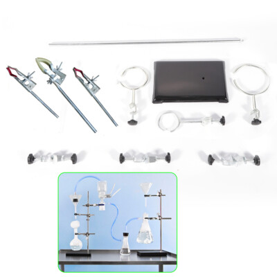 Chemistry Lab Support Iron Stand Holder Flask Condenser Clamp Retort Ring + Clip