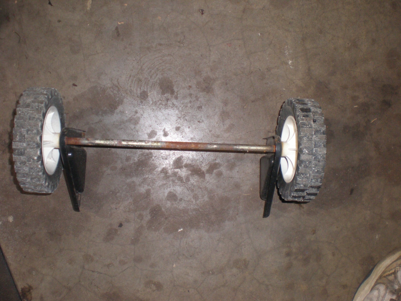 Used Toro Powerlite Snow Thrower Wheels Axle & Bracket OEM 27-0062