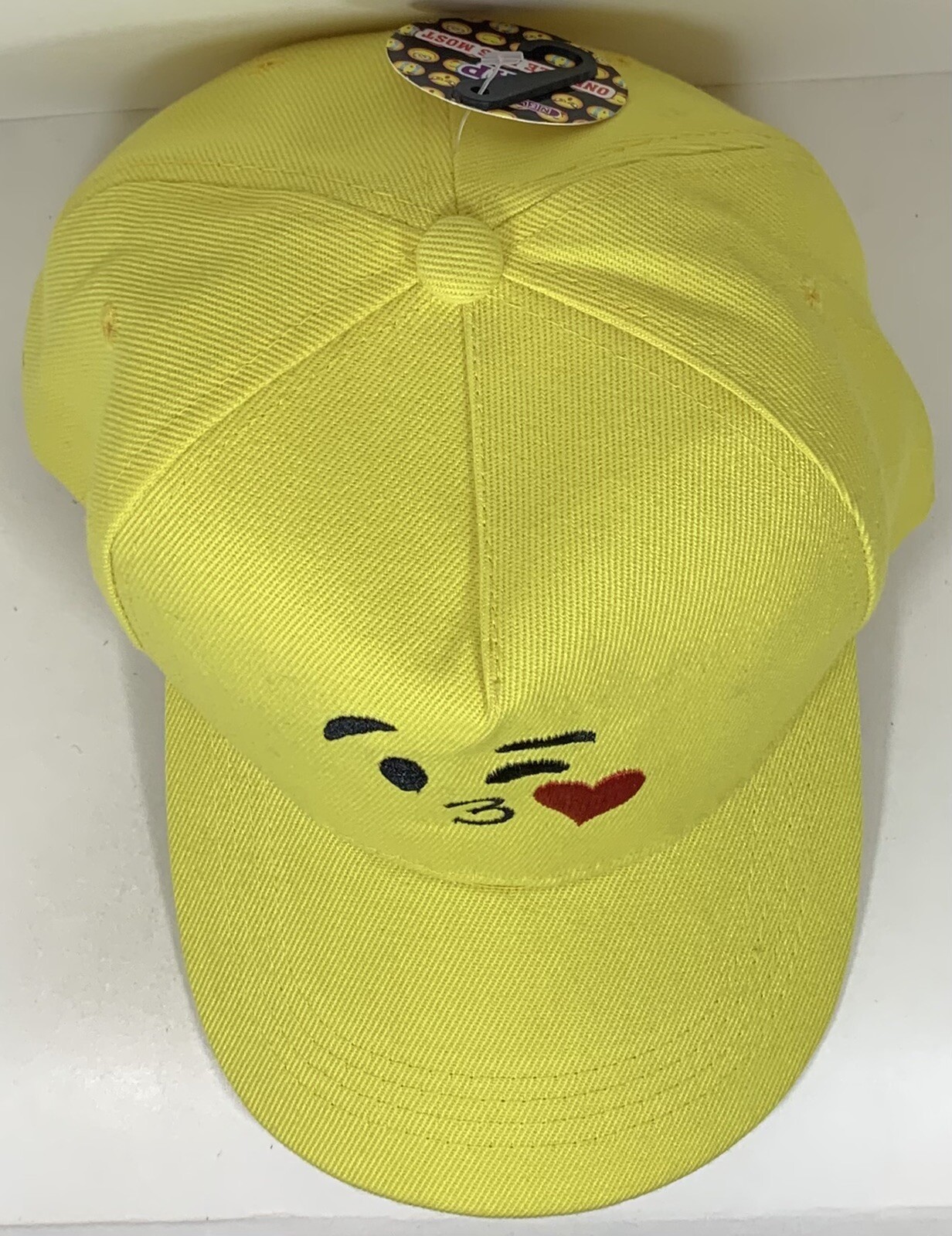 Kiss Face Emoji Hat Meme Happy Smiley Yellow Flirt Heart Cap Love Emotion