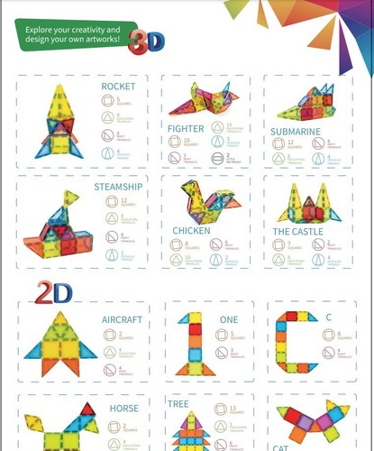 56 pc Magnetic Tiles STEM Education Large Size, Boys/Girls - Picture 4 of 4