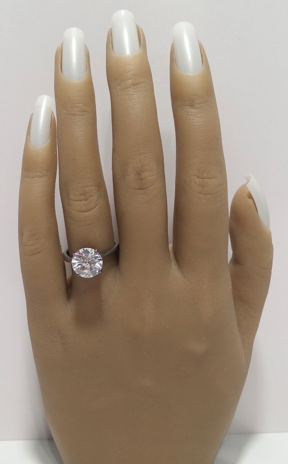 Solid Sterling Silver Round CZ Solitaire Ring Sz … - image 6