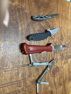 Lot of Four (4) Various Brands of Folding Knives- See Description For More Info