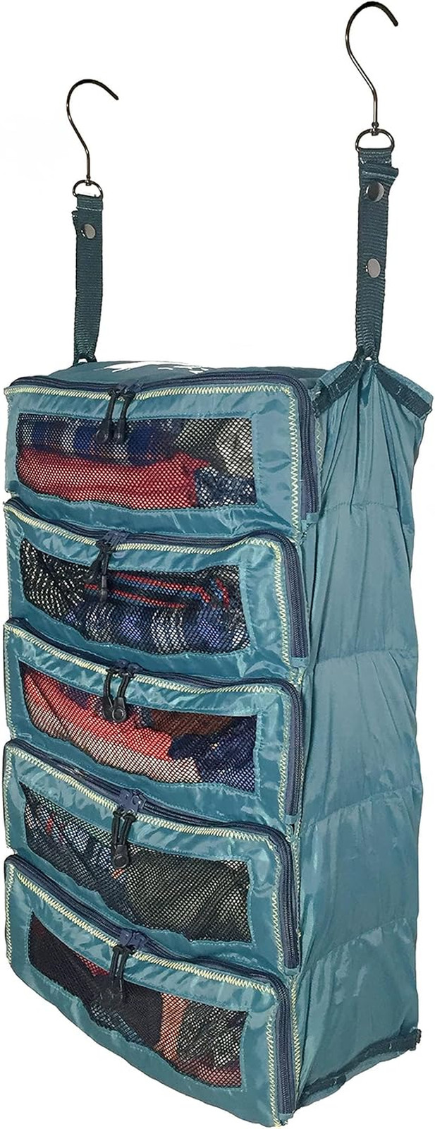 Large Hanging Suitcase Organizer with Mesh Windows - Travel Packing Cubes (Green