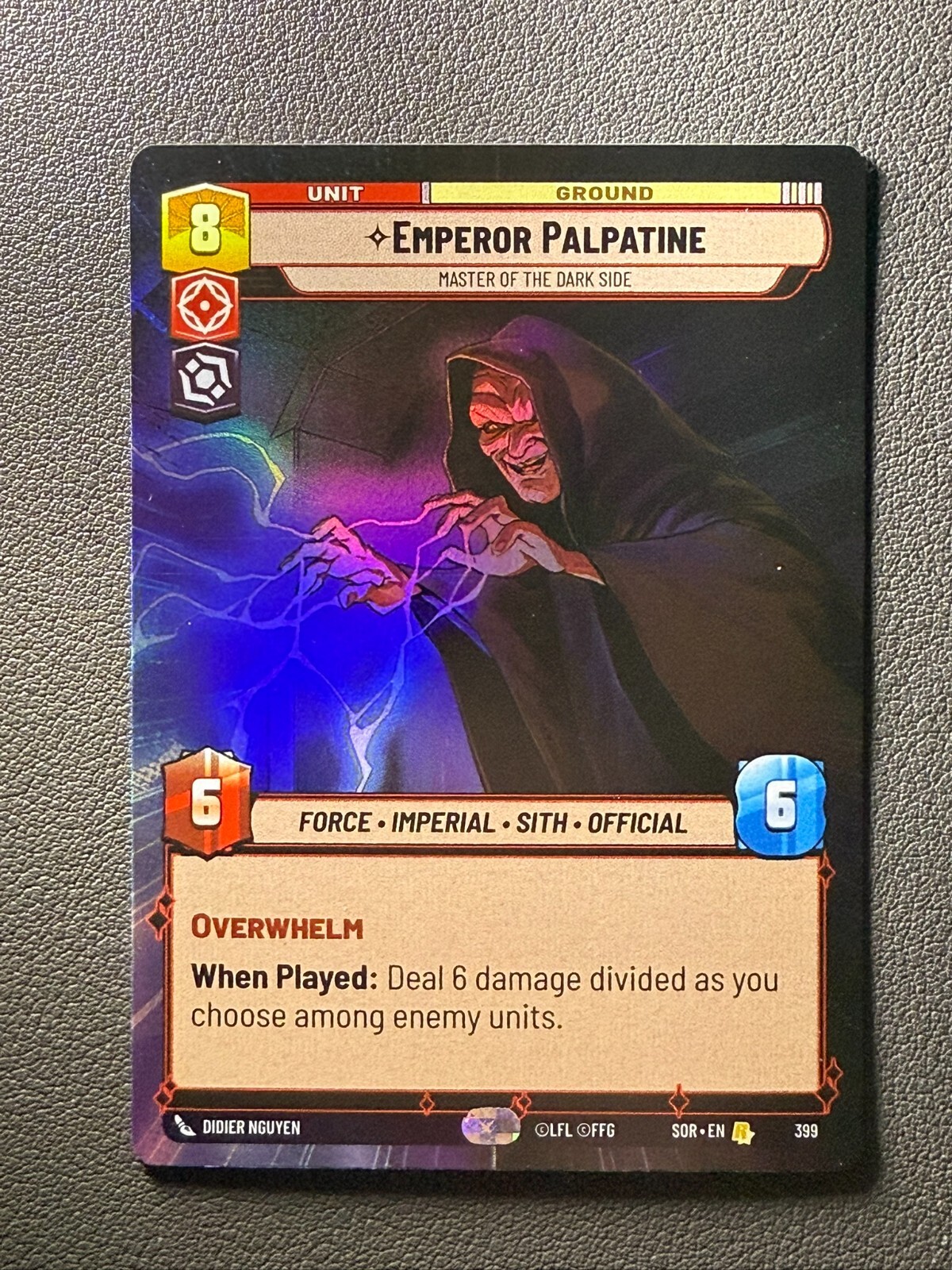 Emperor Palpatine Star Wars Unlimited Spark of Rebellion HYPERSPACE FOIL #399