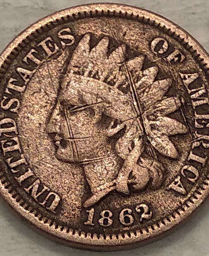 1862 Indian Head Cent - Penny - 1C - Grade VG - 12942 - scratched