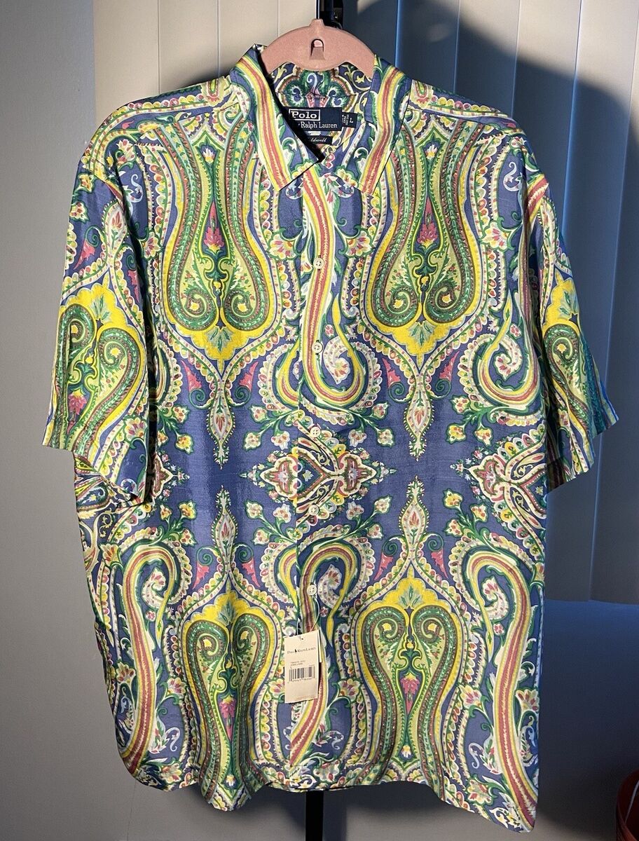 POLO RALPH LAUREN Rare Vtg Caldwell Paisley 100% Silk Button POLO RALPH LAUREN Rare Vtg Caldwell Paisley 100% Silk Button