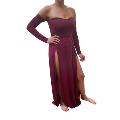 short double thigh split dress ZAFUL Ribbed Twisted Thigh Split Dress In COFFEE