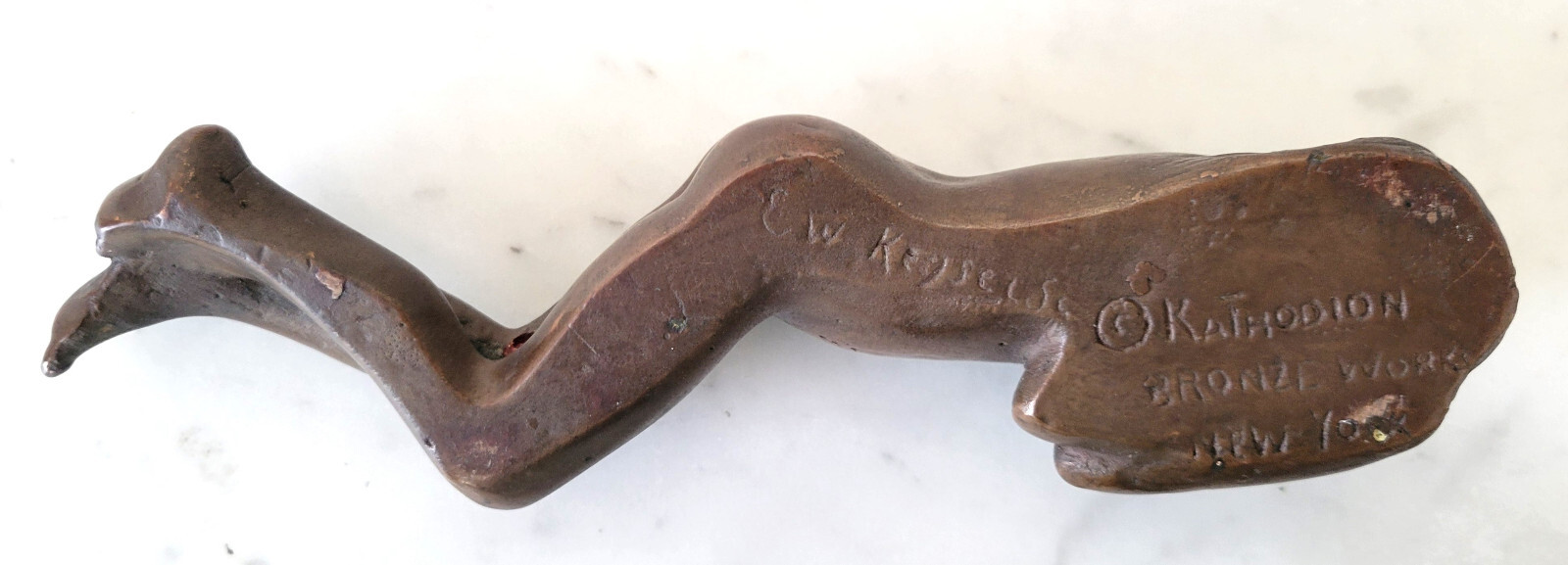 KBW NUDE MAIDEN Kathodion Bronze Works NY Antique Decorative Art Statue