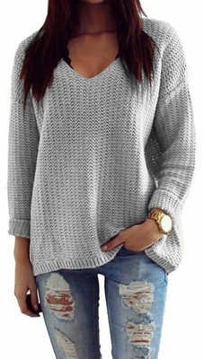Mikos Womens Jumper Winter Casual Long Knit Pullover Loose Tunic Sweater S/M 627