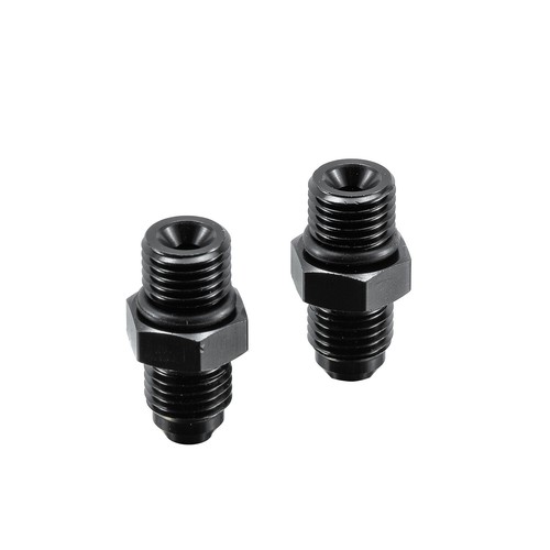 LokoCar 2 Pezzi Raccordo Adattatore 4AN Flare A 6AN ORB Maschio O-Ring Per Rail Carburante - Nero Anodizzato