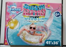 Splash Buddies Swim Ring Mermaid Gold Glitter 41" x 36" NEW in Box