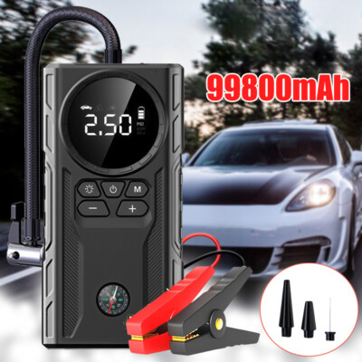 99800mAh Car Jump Starter Booster Jumper Box Tire Inflator Compressor Air Pump