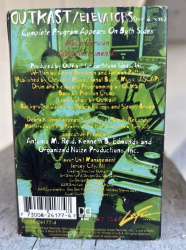 OUTCAST Elevators (me & You) Cassette Single Instrumental 1996 LaFace Rap Hiphop - Foto 4 di 7