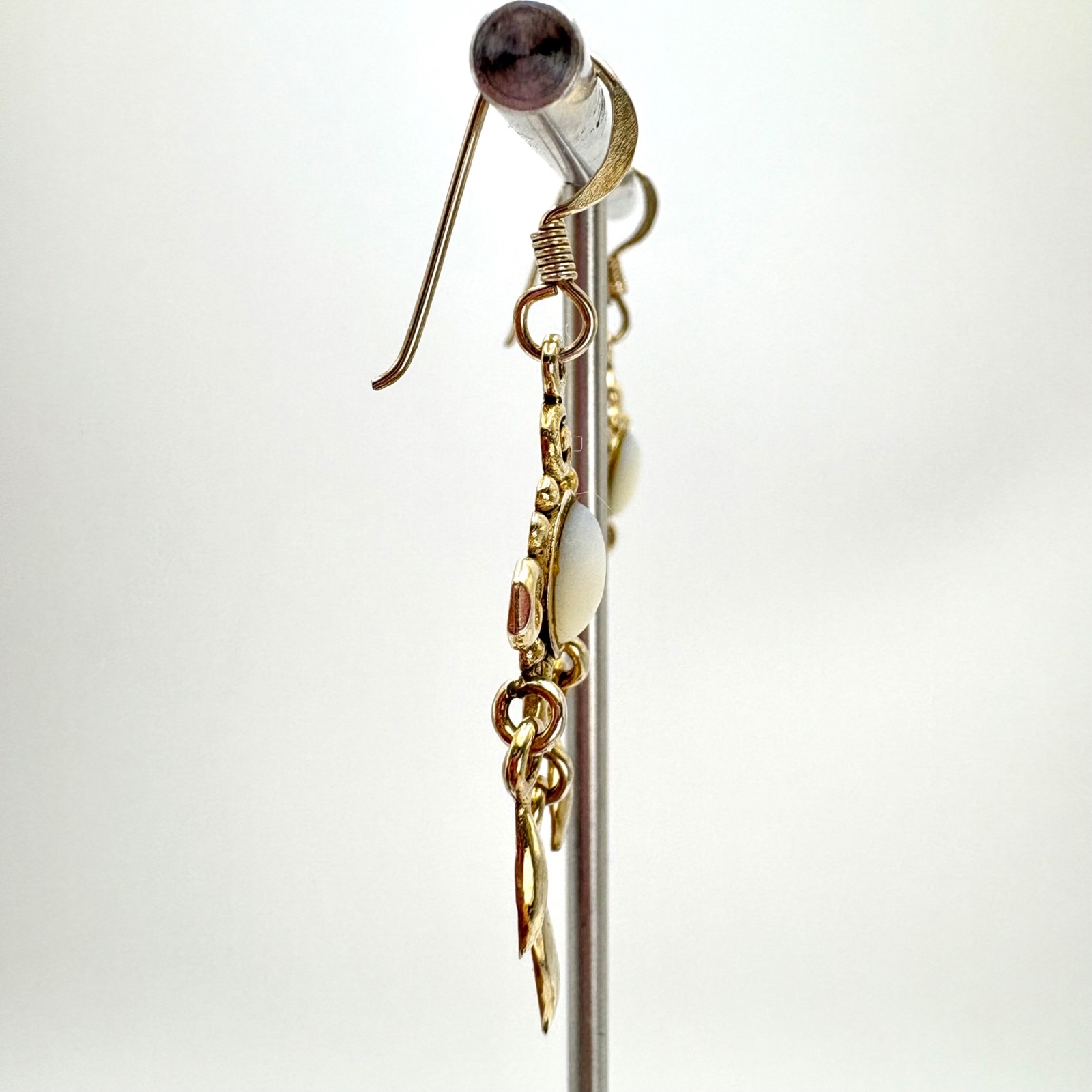 VTG Solid Sterling Silver 925 White Gemstone Dang… - image 4