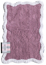 GOOD VIBES WHITE,MAUVE PURPLE BATH FLOOR 100% COTTON RUG SHAG-20"X30"-HAND CRAFT