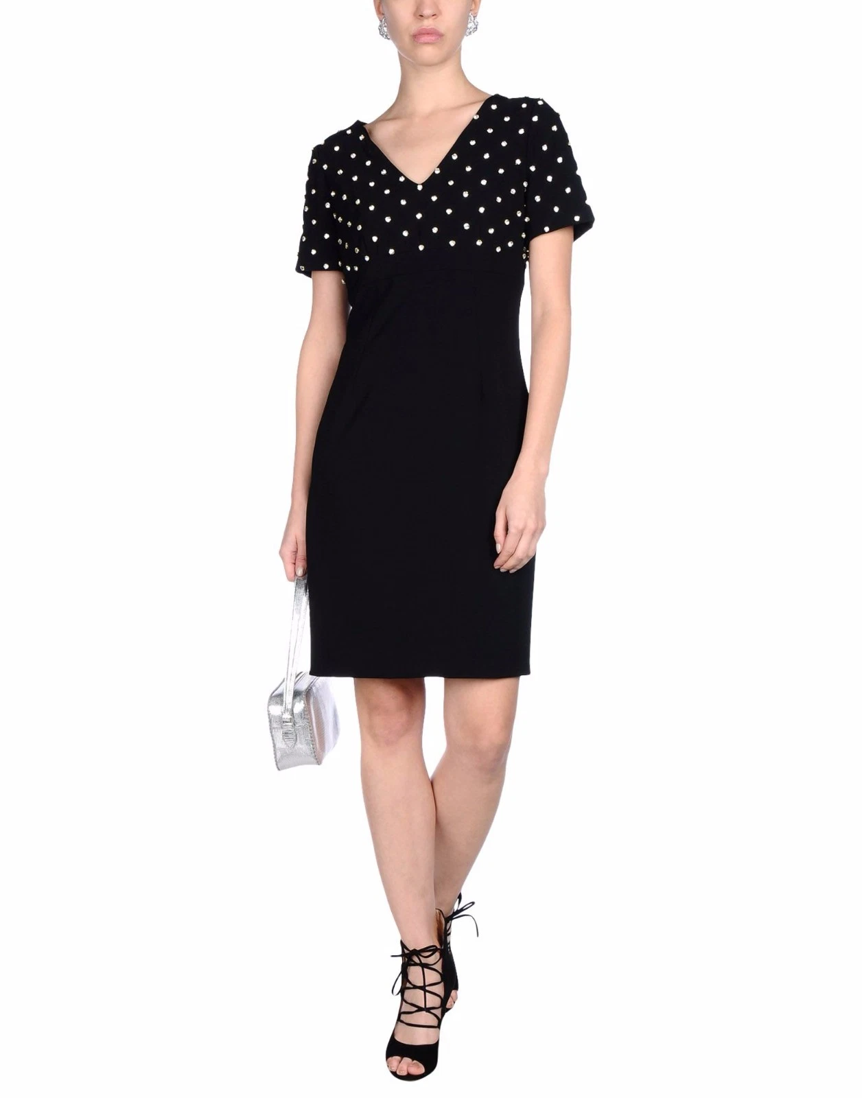 Abito da cucina MOSCHINO Jeremy Scott BARBIE cristallo diamanti NERO crepe