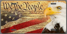 We The People Bald Eagle American Flag Car License Plate Tag Alluminium 6"X12"