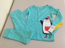 New Carter's Girls Penguin Pajama Set Christmas Holiday Turquoise many sizes
