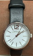 Marc Jacobs MBM1371 Peggy White Dial Black Leather Strap Women's Watch