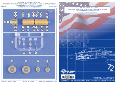 Galaxy 1/72 F-14A Tomcat Canopy/Wheels Die-Cut Flexible Paint Mask (GWH)