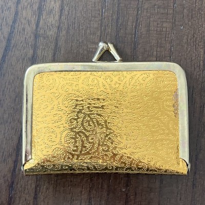Vintage Travel Sewing Kit Gold Tone Case Compact Purse Repair Mini Set