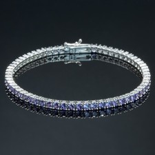 Bracciale Tennis Uomo Argento Sterling 925 Pietra Preziosa Ametista Viola