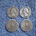 LOT OF 4 - 1944 WASHINGTON QUARTERS 90% SILVER AS SHOWN