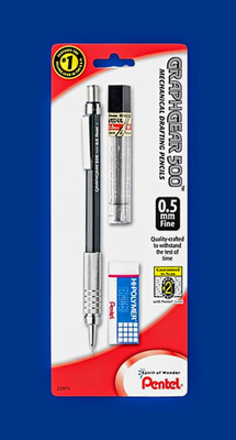 Pentel GraphGear 500  Mechanical Drafting Pencil with Lead & Eraser 0.5mm Fine
