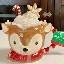 Sleigh Bell Reindeer Christmas Hot Chocolate Mug With Lid